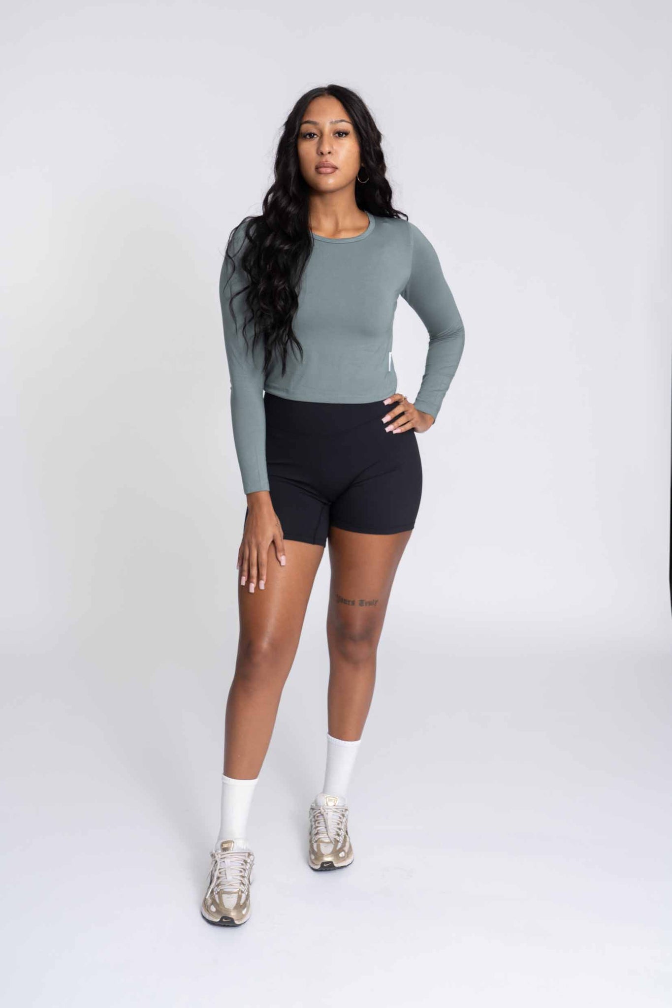 Thrive Crop Long-Sleeve - Dusty Marine
