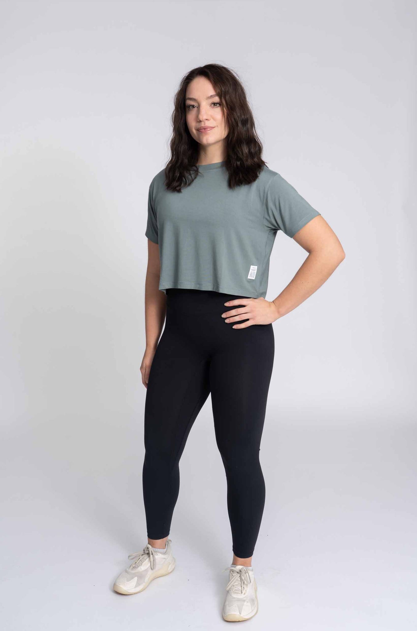 Thrive Crop Tee - Dusty Marine