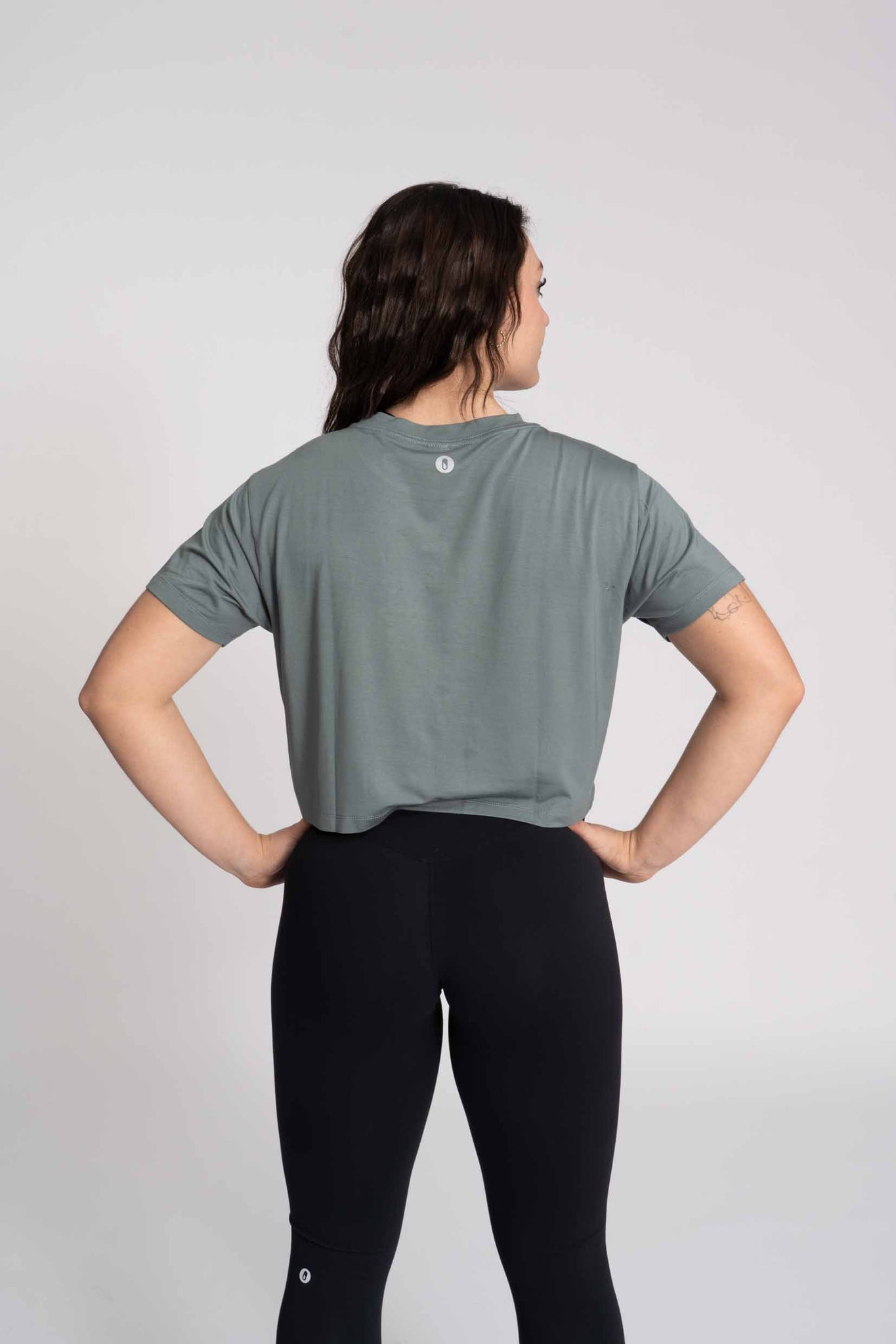 Thrive Crop Tee - Dusty Marine