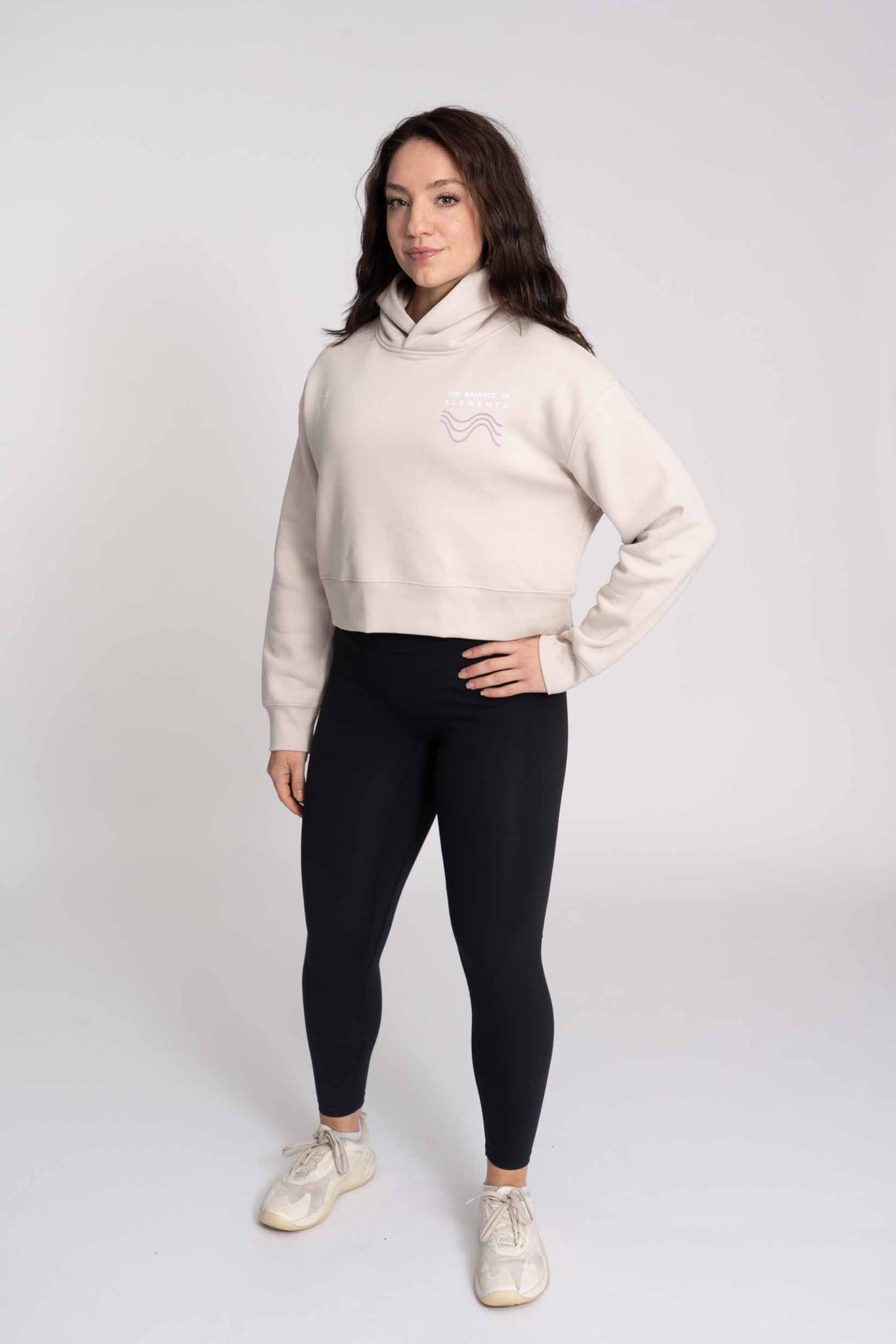 Balance of Elements Crop Hoodie - Bone