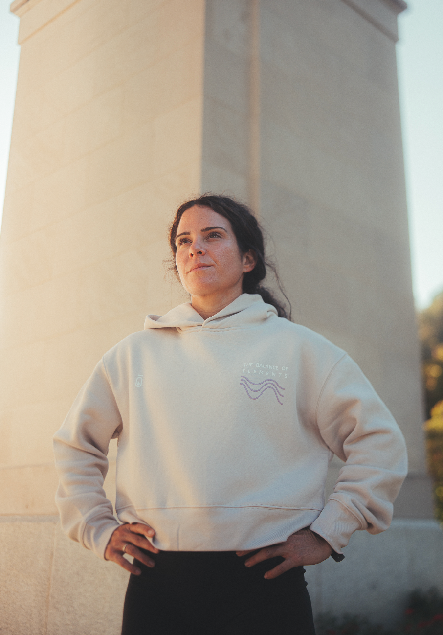 Balance of Elements Crop Hoodie - Bone